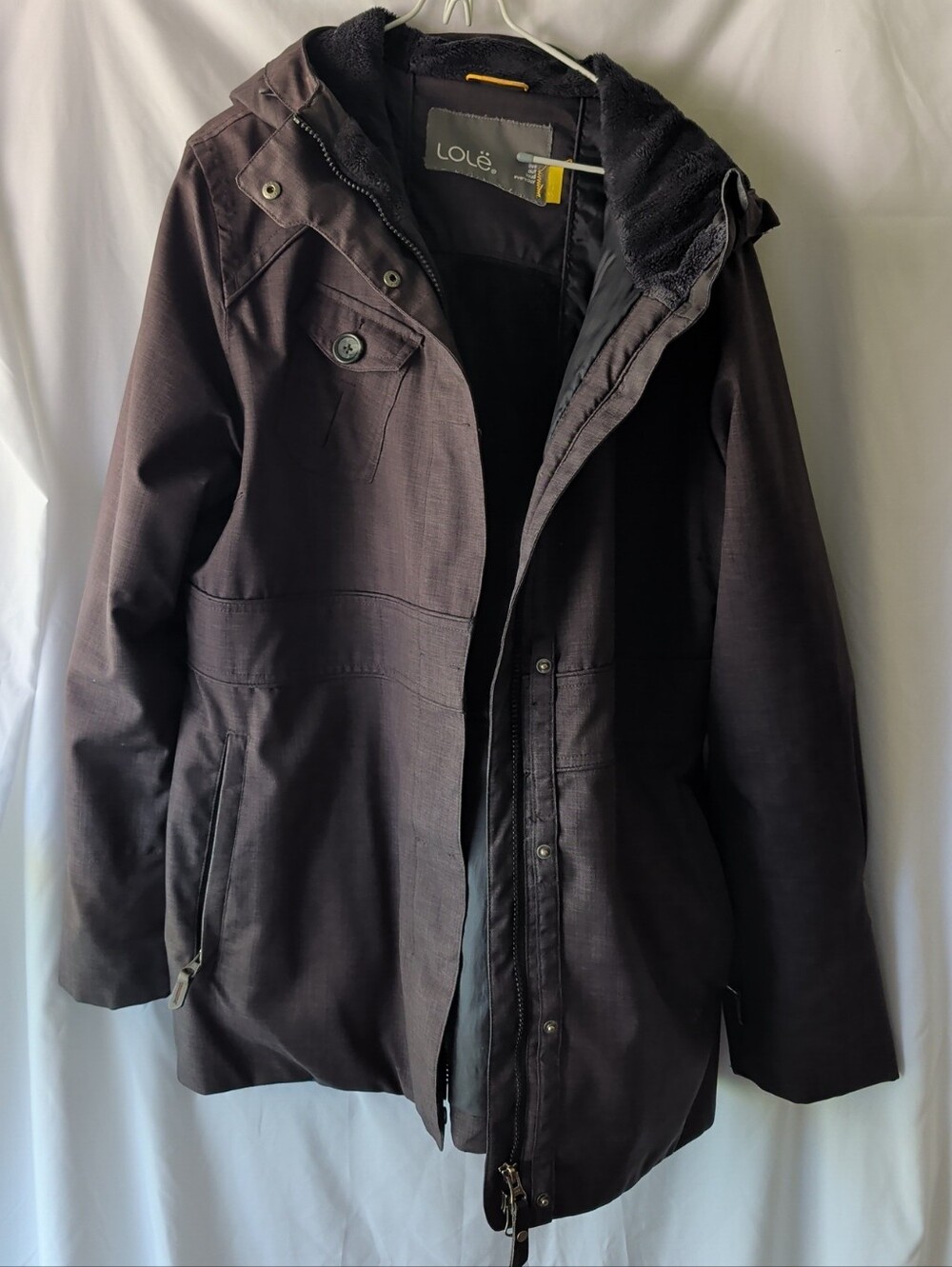 Lole Fleece-lined Waterproof Jacket/Coat Womens XL zip pockets attached hood